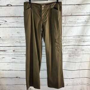 Coldwater Creek Tencel and Cotton Embellished Cargo Pants Olive Green Size 8